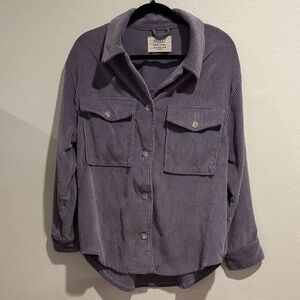 Ashley Graham Lavender Corduroy Button-Up Shirt Jacket